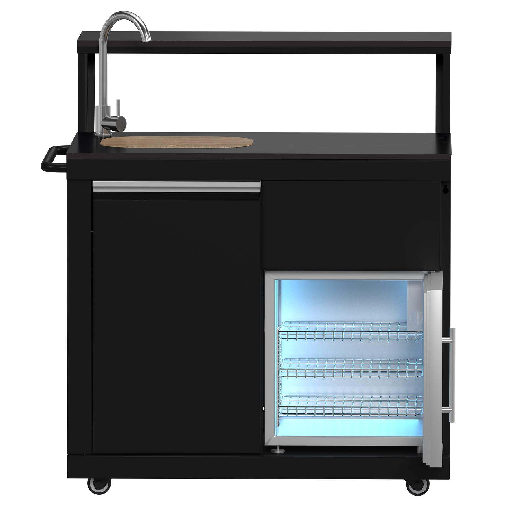Forno All’Aperto 62,600 BTU BBQ, 3 Stainless Steel Burners, Infrared Burners, Sink Module, Black Sintered Stone Countertops, Bar and Beverage Center - BonPrix Électroménagers