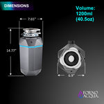 FORNO ACQUA BrightDIAMOND Black Onyx 3/4HP Super Quiet Garbage Disposal Corded with Motion Sensor Cabinet Light & Pre-Wired Air Switch