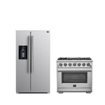 FORNO Premium 2-Piece Kitchen Bundle -Capriasca 36" Stainless Steel Range, Forno Salerno 36" Side by Side Stainless Steel Refrigerator 20 cu.ft - FBDL-019-02CAUS - BonPrix Électroménagers