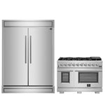 FORNO Premium 2-Piece Kitchen Bundle - Capriasca 48" Stainless Steel Range, Forno Maderno 2-28 " Wide Units with Decorative Trim - FBDL-019-06CAUS - BonPrix Électroménagers