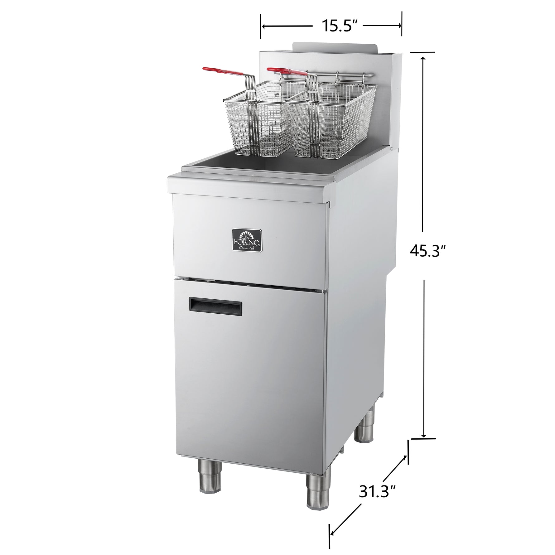 Forno Commerciale Natural Gas Deep Fryer, 4 Burners 120,000 BTU, 50 lbs Oil Capacity - BonPrix Électroménagers