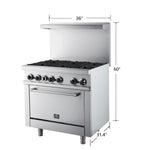 Forno Commerciale 36 Inch Gas Range with 6 Burners - BonPrix Électroménagers