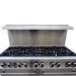 Forno Commerciale 60 Inch Stainless Steel Gas Range, 10 Burners 300,000 BTU Total, 9.3 cu.ft. Ovens - BonPrix Électroménagers