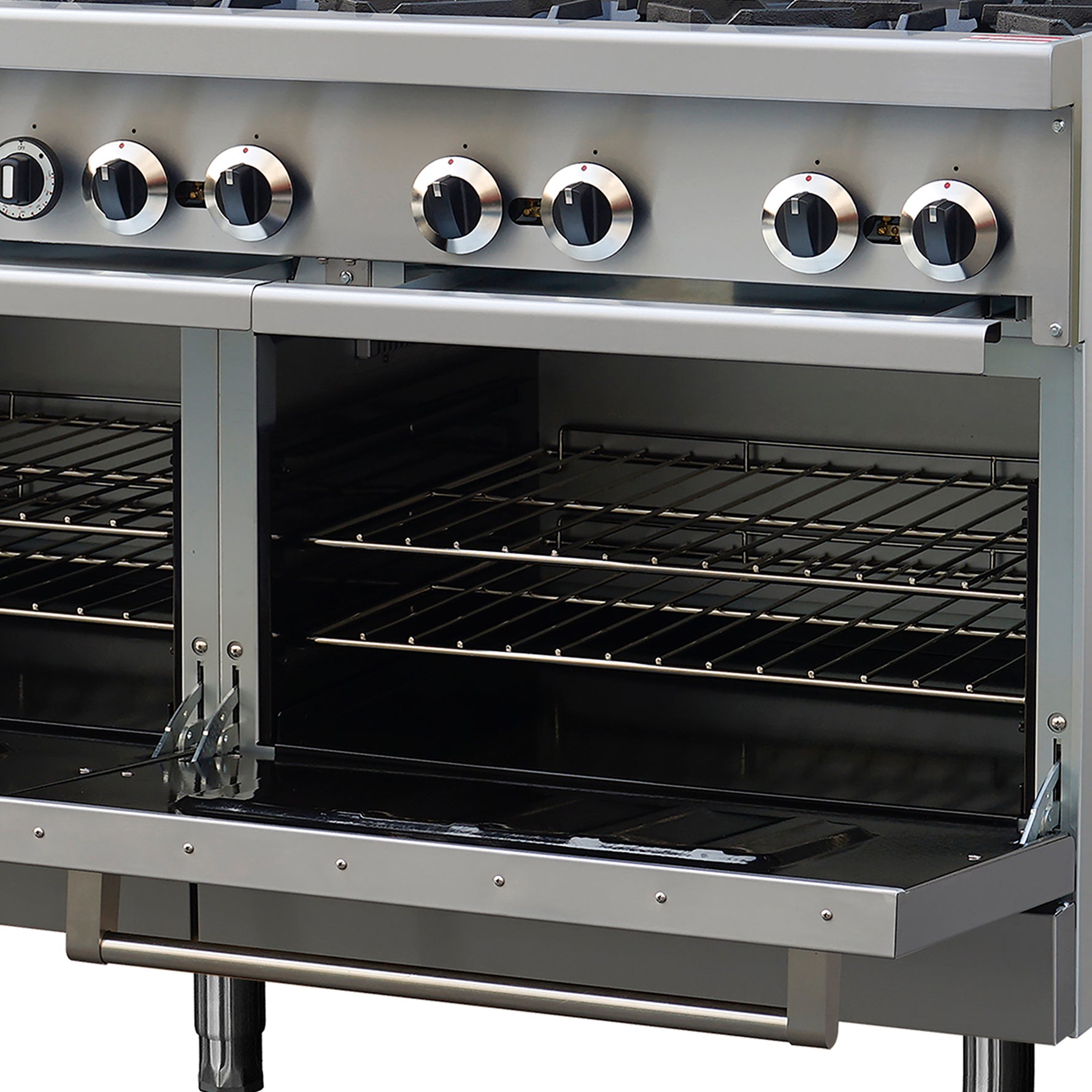 Cuisinière à gaz autoportante commerciale de 60 pouces en acier inoxydable Forno, avec 10 brûleurs (jusqu’à 300 000 BTU au total) et fours d’une capacité de 9,3 pi³