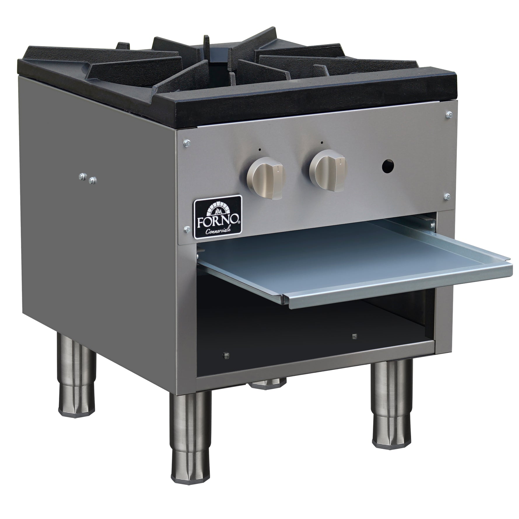 Forno Commerciale gas stock pot range, 1 powerful 3-ring burner, 80,000 BTU, durable stainless steel, heavy-duty cast iron grate - BonPrix Électroménagers