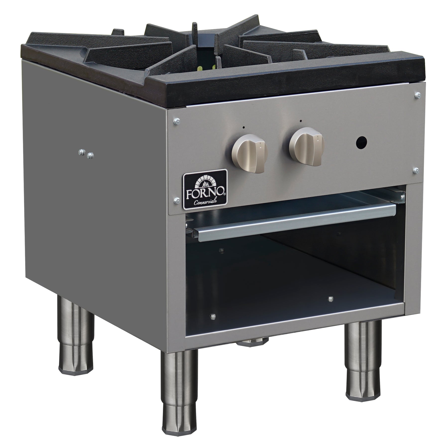 Forno Commerciale gas stock pot range, 1 powerful 3-ring burner, 80,000 BTU, durable stainless steel, heavy-duty cast iron grate - BonPrix Électroménagers