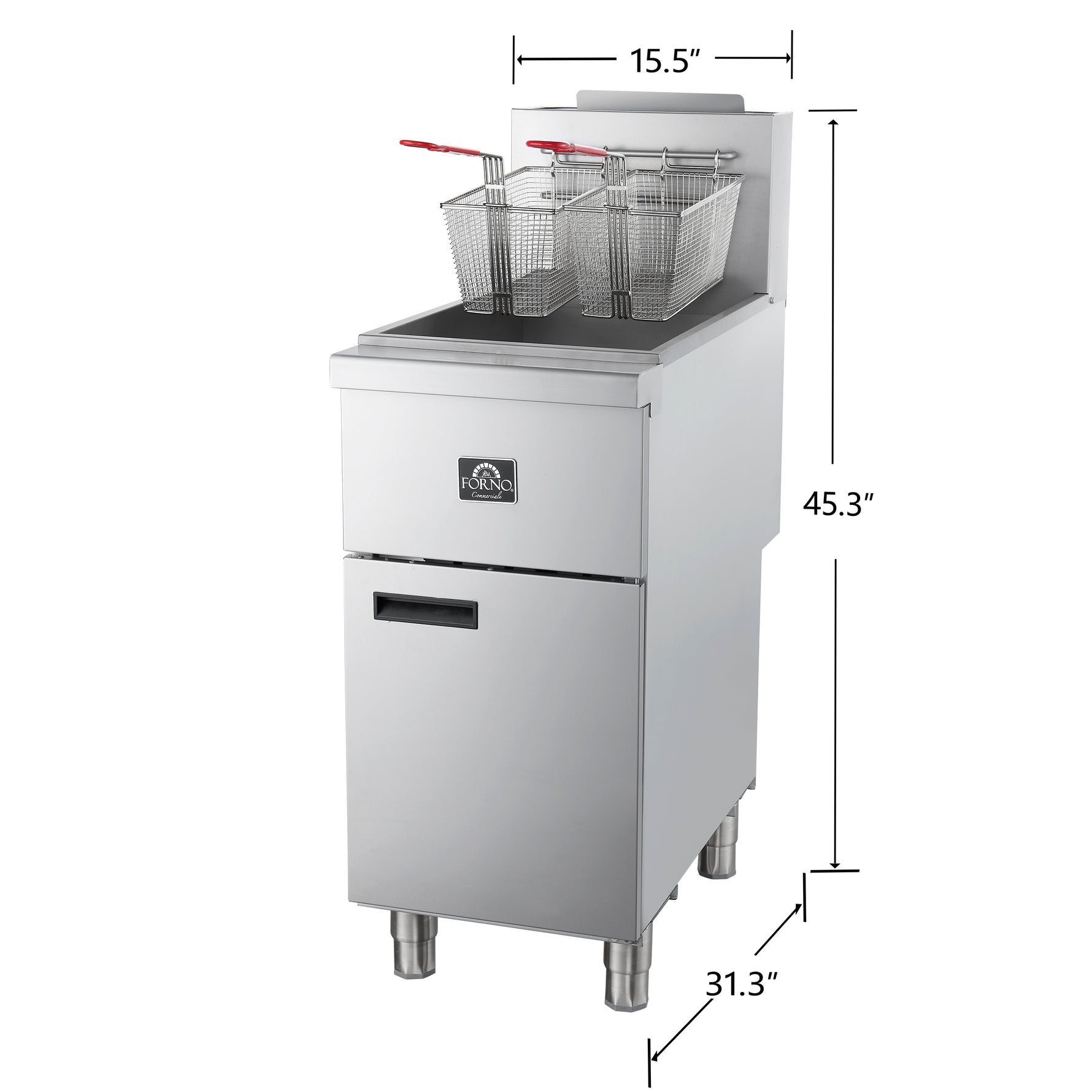 Forno Commerciale Propane Gas Deep Fryer, 3 Burners 90,000 BTU, 40 lbs Oil Capacity - BonPrix Électroménagers
