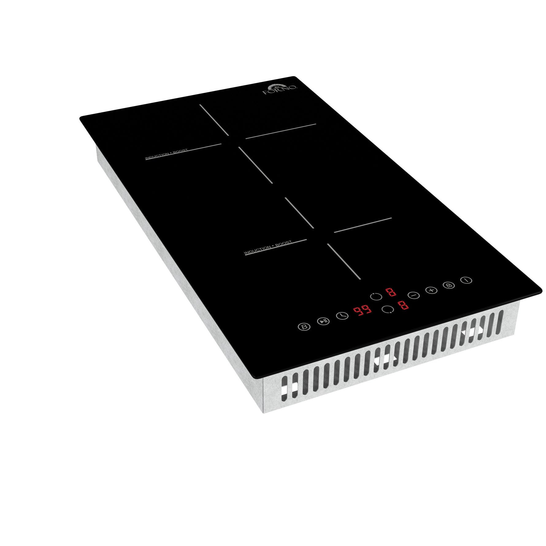 Forno Parco 12-Inch Induction Cooktop, 2 Zones, 3,600W Total Power, Touch Control, 9 Power Levels, Booster Function - BonPrix Électroménagers