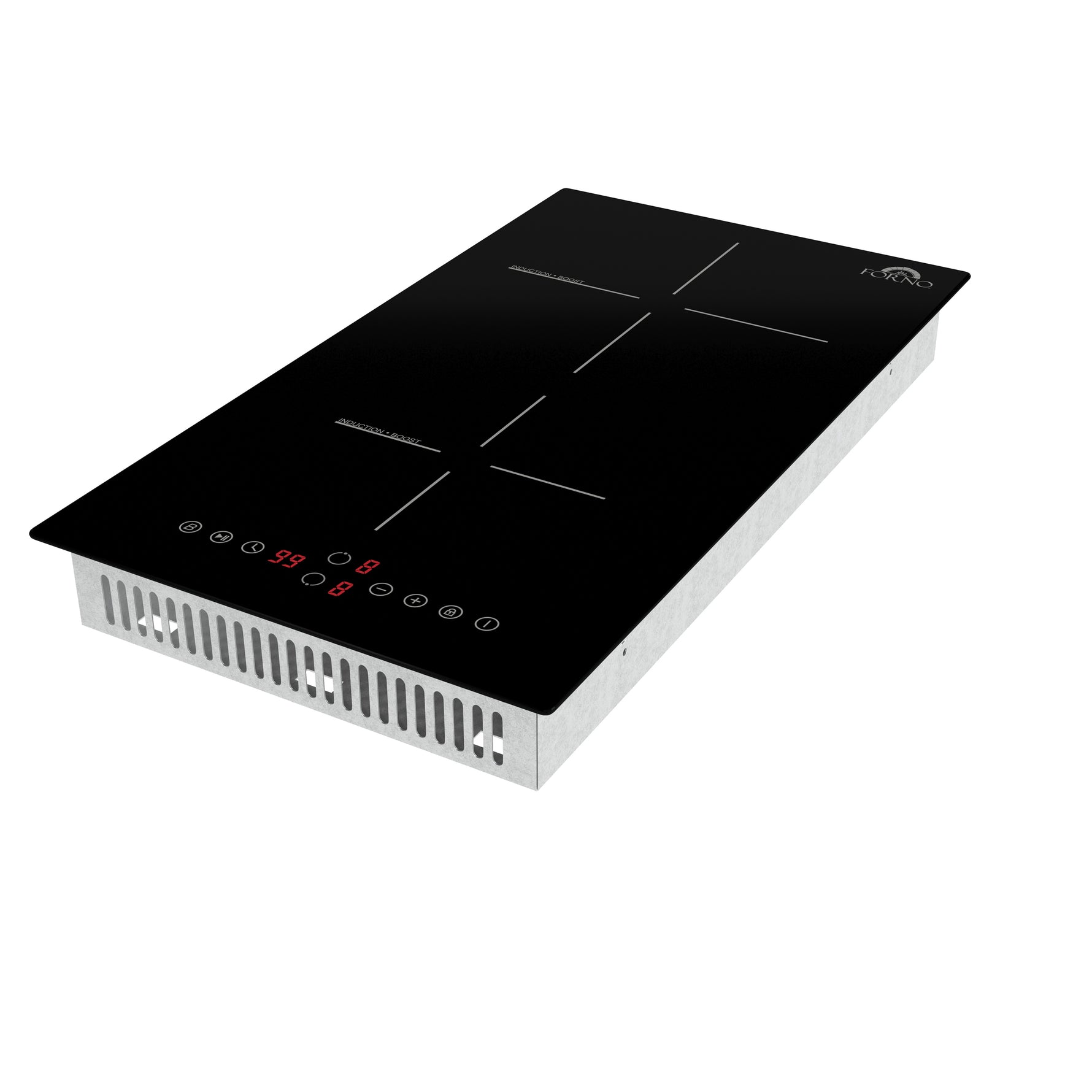 Forno Parco 12-Inch Induction Cooktop, 2 Zones, 3,600W Total Power, Touch Control, 9 Power Levels, Booster Function - BonPrix Électroménagers