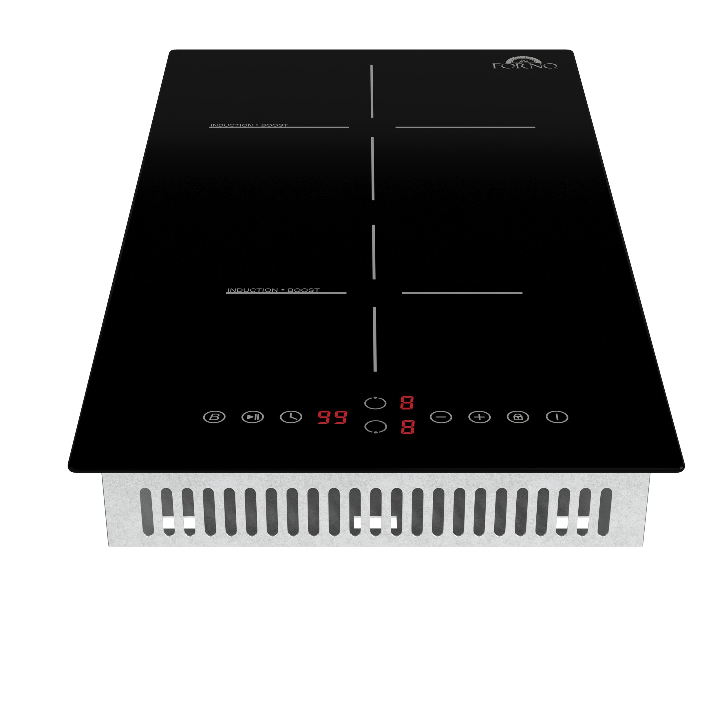 Forno Parco 12-Inch Induction Cooktop, 2 Zones, 3,600W Total Power, Touch Control, 9 Power Levels, Booster Function - BonPrix Électroménagers