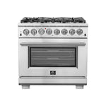 Forno Capriasca 36-Inch Freestanding Dual Fuel Range, 6 Burners, True Convection Oven - BonPrix Électroménagers
