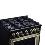 Valente 36" Dual Fuel Range in Black, 6 Sealed Burners, 71 000 BTU Cooktop Output , 5.2 Cu.Ft. convection Oven, Telescopic Racks - BonPrix Électroménagers