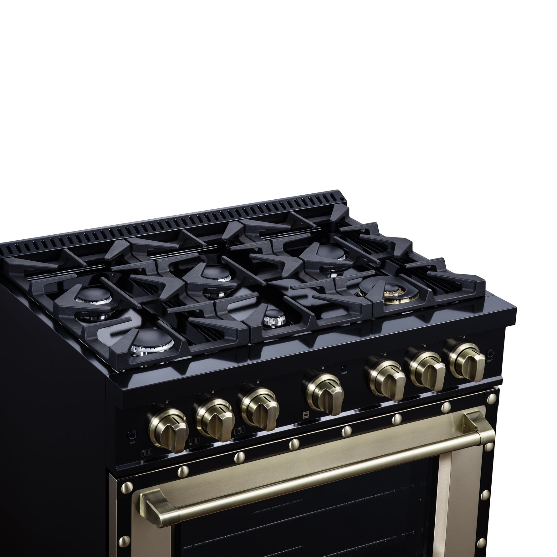 Valente 36" Dual Fuel Range in Black, 6 Sealed Burners, 71 000 BTU Cooktop Output , 5.2 Cu.Ft. convection Oven, Telescopic Racks - BonPrix Électroménagers