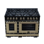 Valente 48" Dual Fuel Range in Black, 8 Sealed Burners, 94 000 BTU Cooktop Output, 6.7 Cu.Ft. Double Oven, Telescopic Racks - BonPrix Électroménagers
