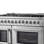 FORNO Galiano Cuisinière à Double Porte à Combustible Mixte de 48 Pouces Tout Acier Inoxydable, 8 Brûleurs Scellés, 107 000 BTU, Plaque de Cuisson, 6,58 pi³ Fours Doubles