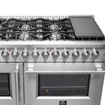 FORNO Galiano Cuisinière à Double Porte à Combustible Mixte de 48 Pouces Tout Acier Inoxydable, 8 Brûleurs Scellés, 107 000 BTU, Plaque de Cuisson, 6,58 pi³ Fours Doubles
