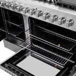 FORNO Galiano Cuisinière à Double Porte à Combustible Mixte de 48 Pouces Tout Acier Inoxydable, 8 Brûleurs Scellés, 107 000 BTU, Plaque de Cuisson, 6,58 pi³ Fours Doubles