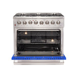 Forno Galiano 36-Inch Freestanding Dual Fuel Range, 6 Burners, Double Convection Ovens, Blue Door - BonPrix Électroménagers