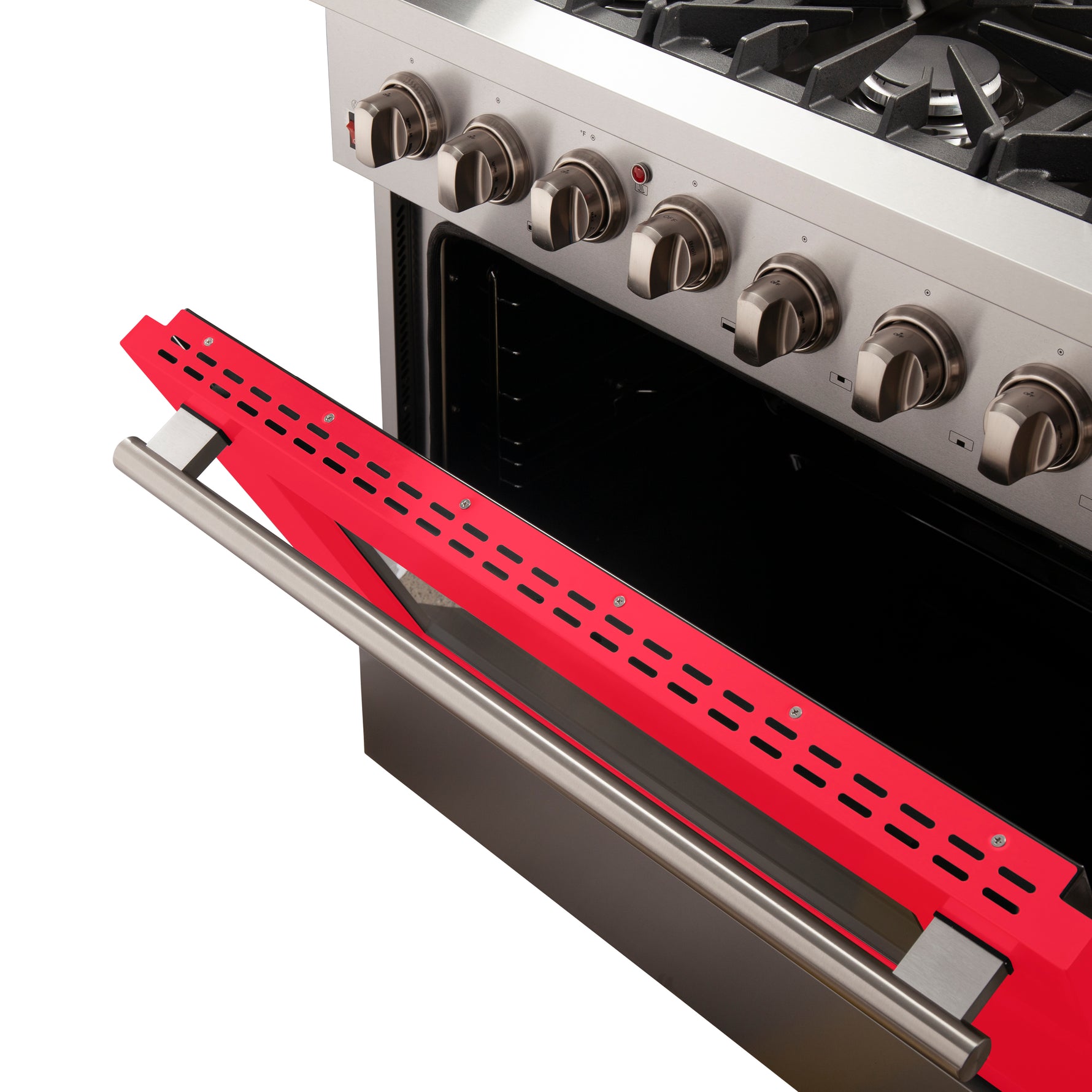 Forno Galiano 36-Inch Freestanding Dual Fuel Range, 6 Burners, Double Convection Ovens, Red Door - BonPrix Électroménagers