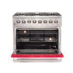 Forno Galiano 36-Inch Freestanding Dual Fuel Range, 6 Burners, Double Convection Ovens, Red Door - BonPrix Électroménagers