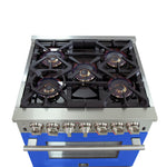 Forno Capriasca 30-Inch Freestanding Dual Fuel Range, 4 Burners, True Convection Oven, Blue Door - BonPrix Électroménagers