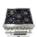 Forno Capriasca 30-Inch Freestanding Dual Fuel Range, 4 Burners, True Convection Oven, White Door - BonPrix Électroménagers