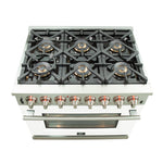 Forno Capriasca 36-Inch Freestanding Dual Fuel Range, 6 Burners, True Convection Oven, White Door - BonPrix Électroménagers