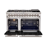 Forno Capriasca 48-Inch Freestanding Dual Fuel Range, 8 Burners, True Convection Oven, Black Doors - BonPrix Électroménagers