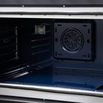Forno Capriasca 36 Inch Freestanding French Door Dual Fuel Range in Black with Antique Brass Accessories, 6 Burners, True Convection Oven - BonPrix Électroménagers