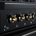 Forno Antico 36-inch Dual Fuel Range, Black and Antique Brass, 6 Burners, 4.5 cu.ft. Convection Oven - BonPrix Électroménagers