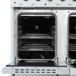 Forno Antico 48-Inch Dual Fuel Range, White with Antique Brass Finish, 8 Burners, 94,000 BTU, 5.5 cu.ft. Double Ovens & Griddle - BonPrix Électroménagers