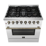 Forno Galiano 36" Freestanding Dual Fuel Range in White - BonPrix Électroménagers
