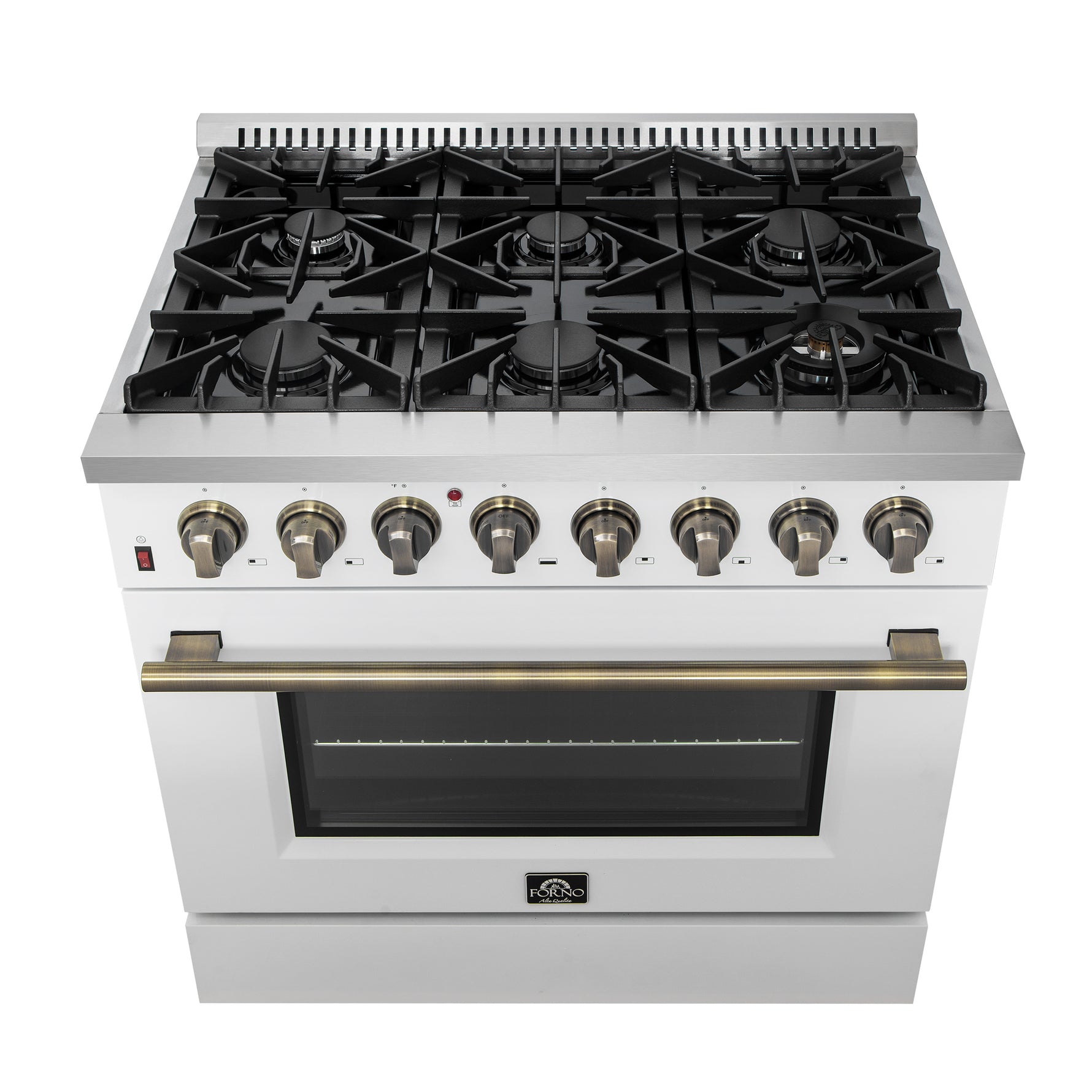 Forno Galiano 36" Freestanding Dual Fuel Range in White - BonPrix Électroménagers