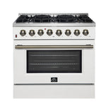 Forno Galiano 36" Freestanding Dual Fuel Range in White - BonPrix Électroménagers