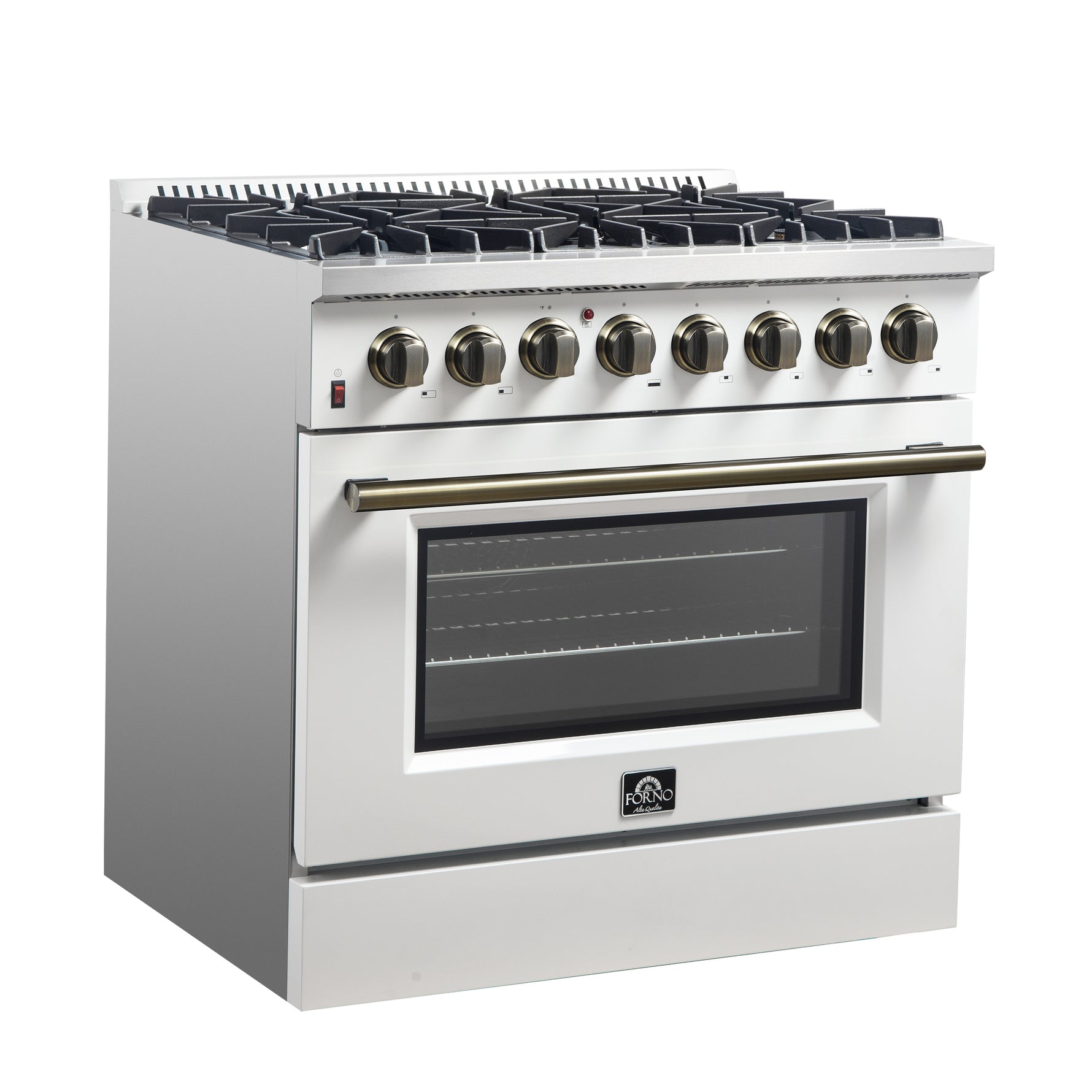 Forno Galiano 36" Freestanding Dual Fuel Range in White - BonPrix Électroménagers
