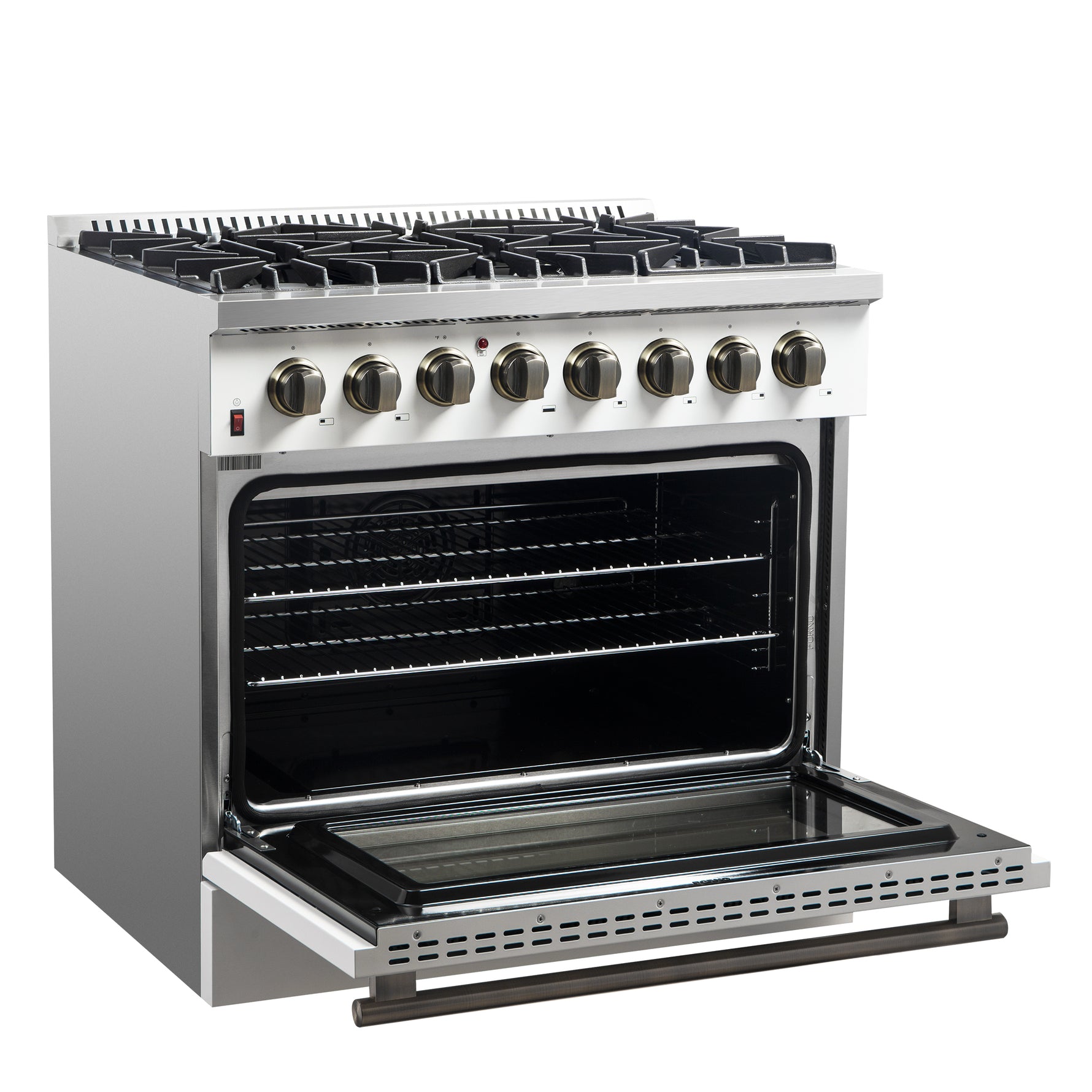 Forno Galiano 36" Freestanding Dual Fuel Range in White - BonPrix Électroménagers
