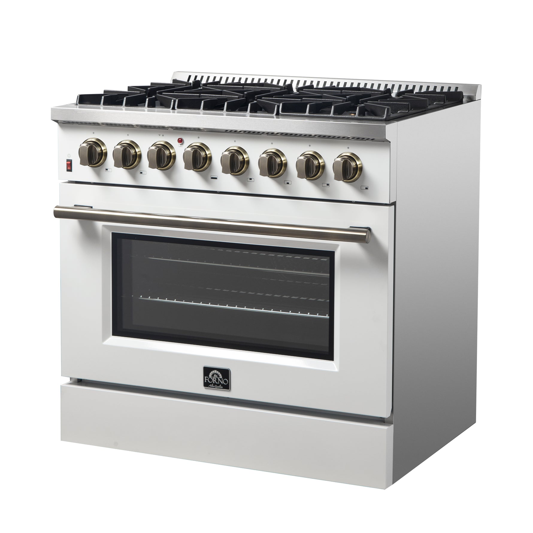 Forno Galiano 36" Freestanding Dual Fuel Range in White - BonPrix Électroménagers