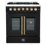 Forno Galiano 30-inch Freestanding French Door Dual Fuel Range Black - BonPrix Électroménagers