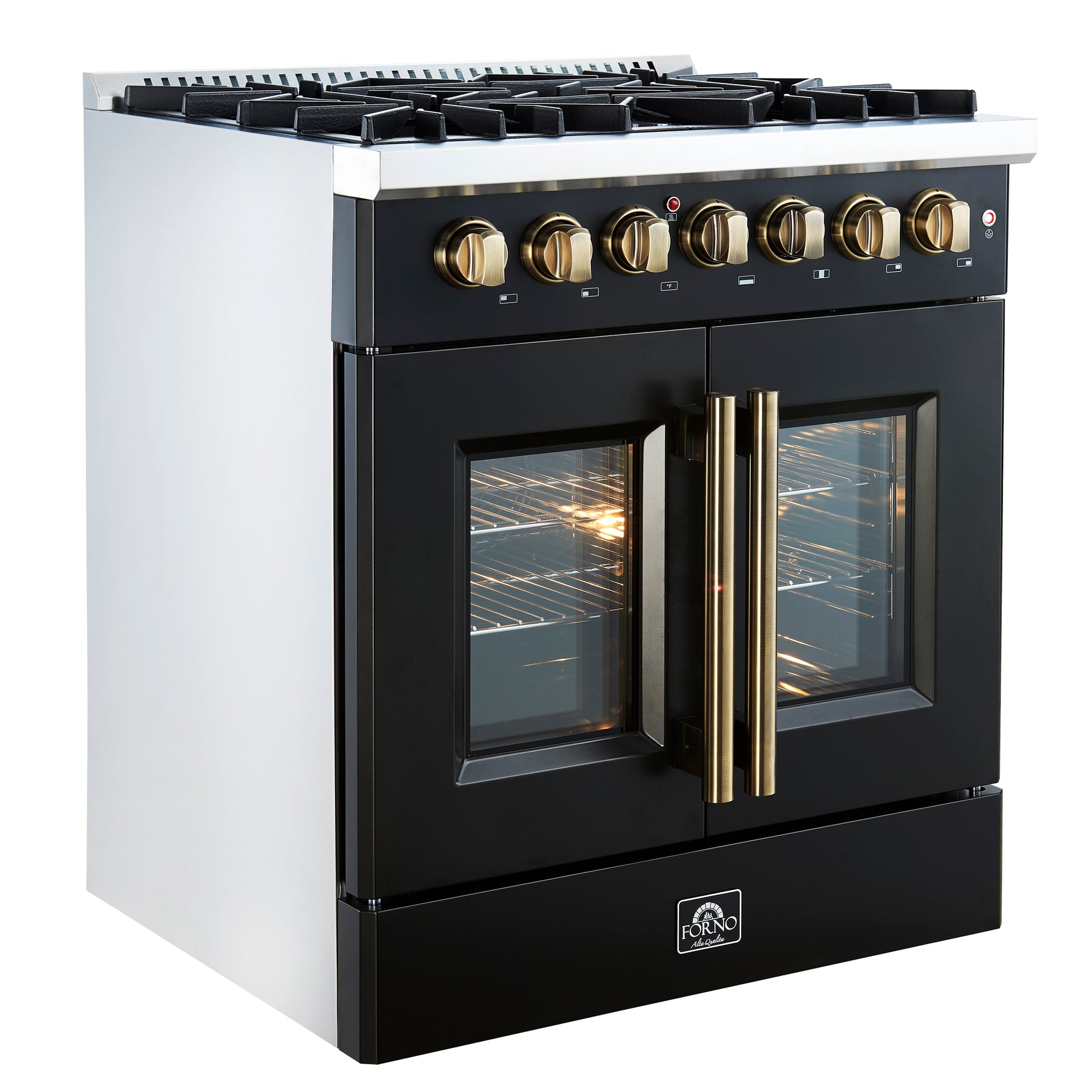 Forno Galiano 30-inch Freestanding French Door Dual Fuel Range Black - BonPrix Électroménagers
