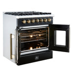 Forno Galiano 30-inch Freestanding French Door Dual Fuel Range Black - BonPrix Électroménagers