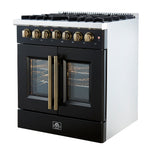 Forno Galiano 30-inch Freestanding French Door Dual Fuel Range Black - BonPrix Électroménagers