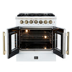 Forno Galiano 30-inch Freestanding French Door Dual Fuel Range White - BonPrix Électroménagers