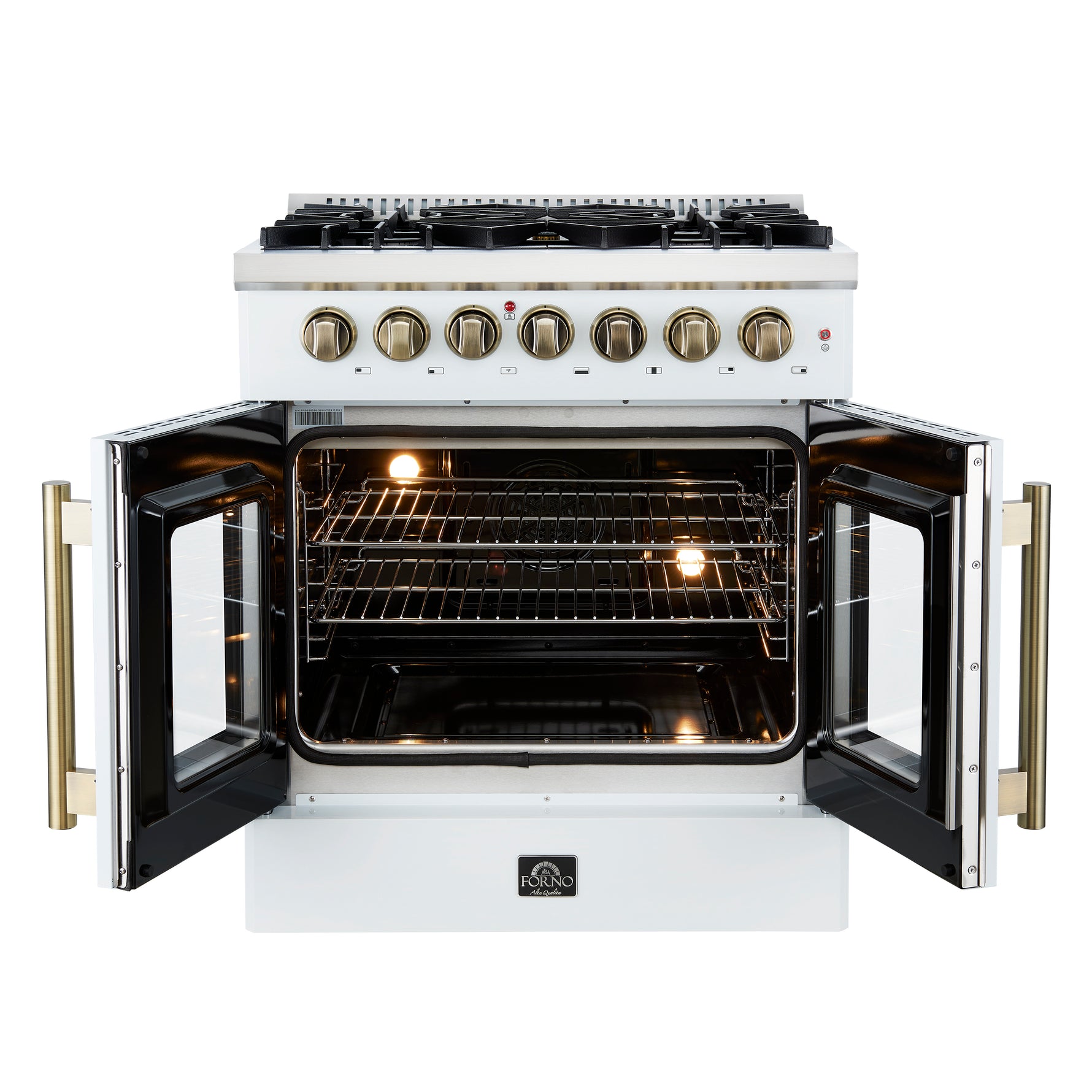 Forno Galiano 30-inch Freestanding French Door Dual Fuel Range White - BonPrix Électroménagers