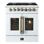 Forno Galiano 30-inch Freestanding French Door Dual Fuel Range White - BonPrix Électroménagers