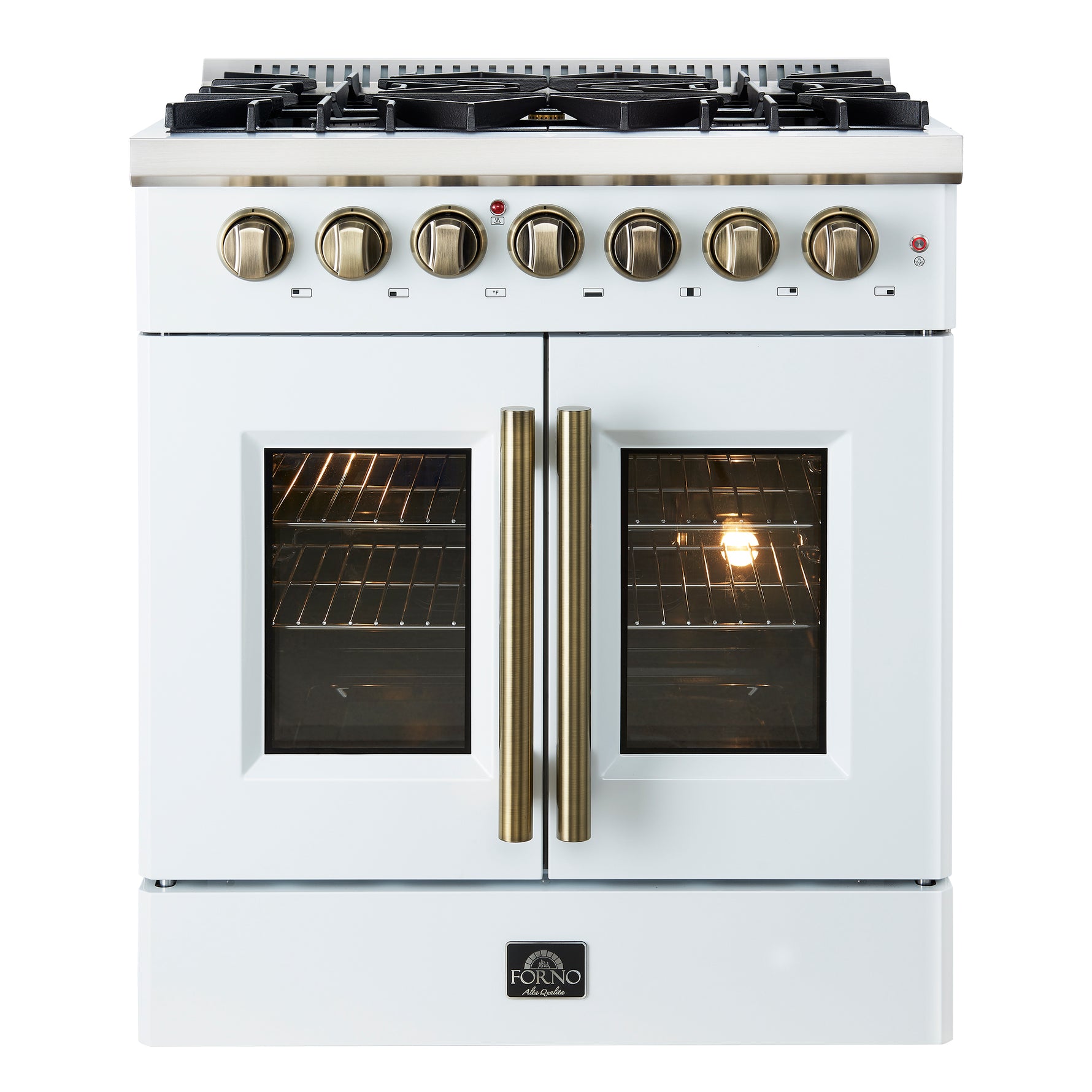 Forno Galiano 30-inch Freestanding French Door Dual Fuel Range White - BonPrix Électroménagers