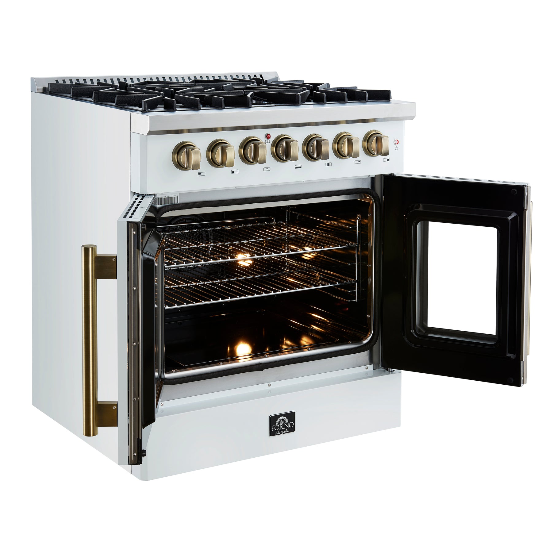 Forno Galiano 30-inch Freestanding French Door Dual Fuel Range White - BonPrix Électroménagers