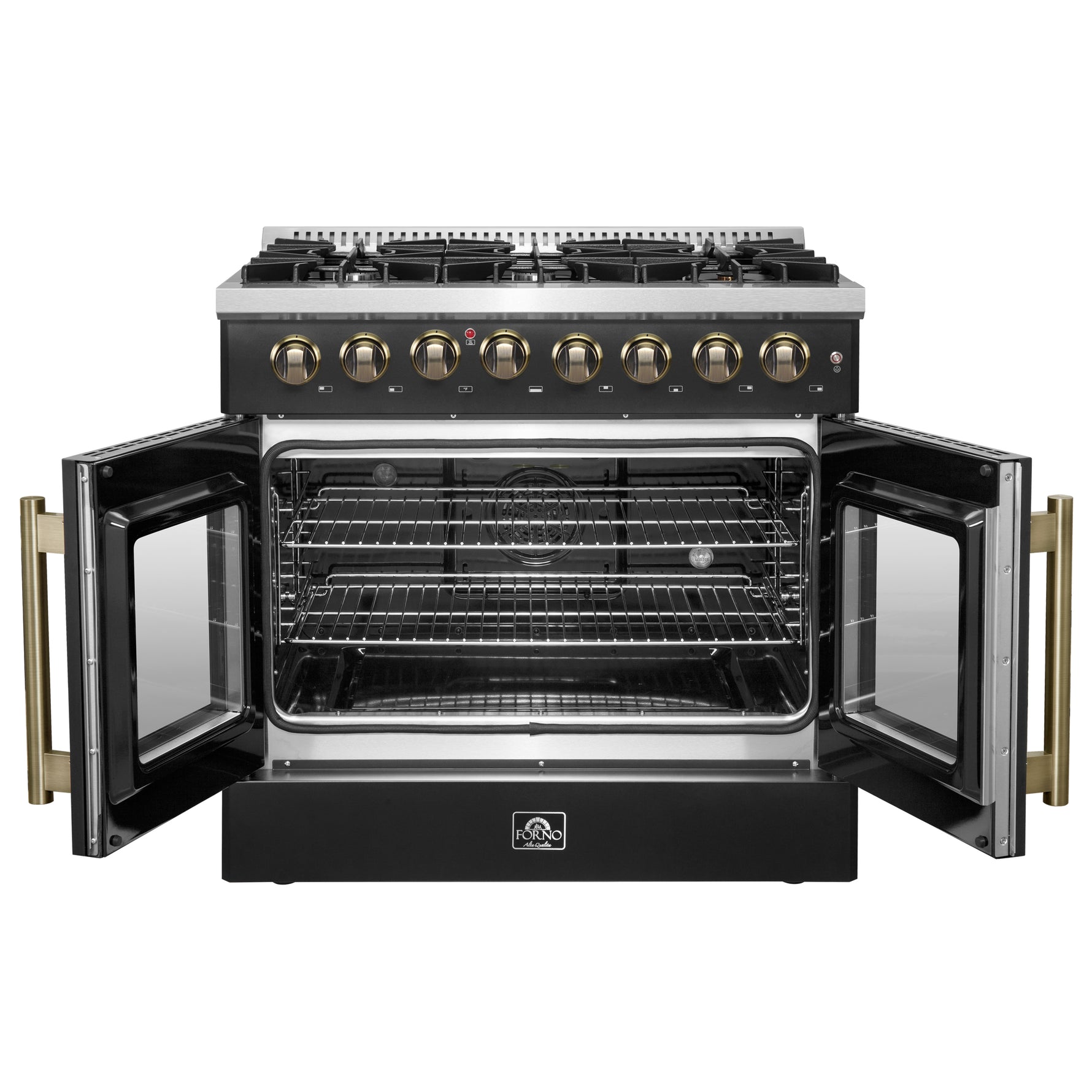 Forno Galiano 36-inch Freestanding French Door Dual Fuel Range Black - BonPrix Électroménagers