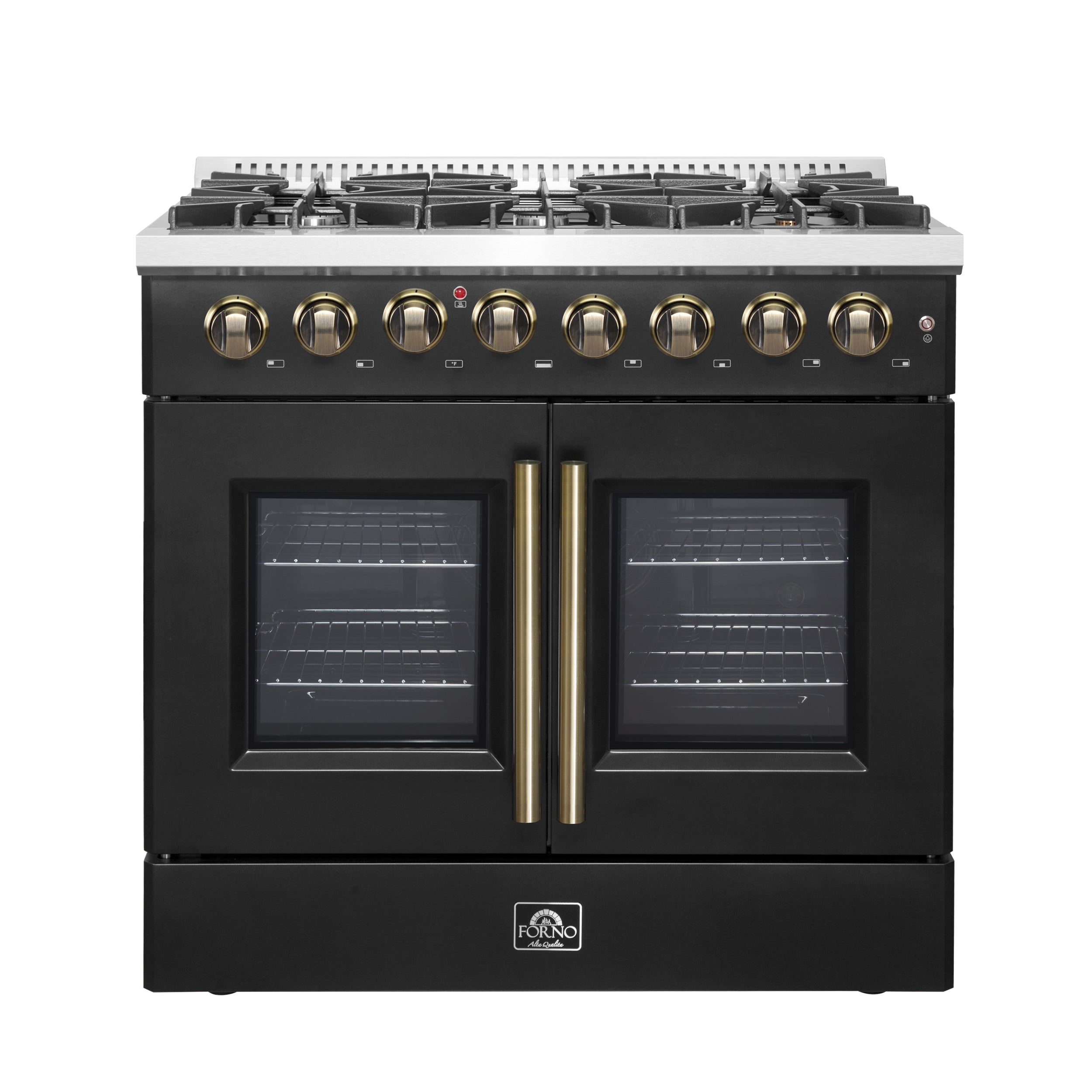 Forno Galiano 36-inch Freestanding French Door Dual Fuel Range Black - BonPrix Électroménagers