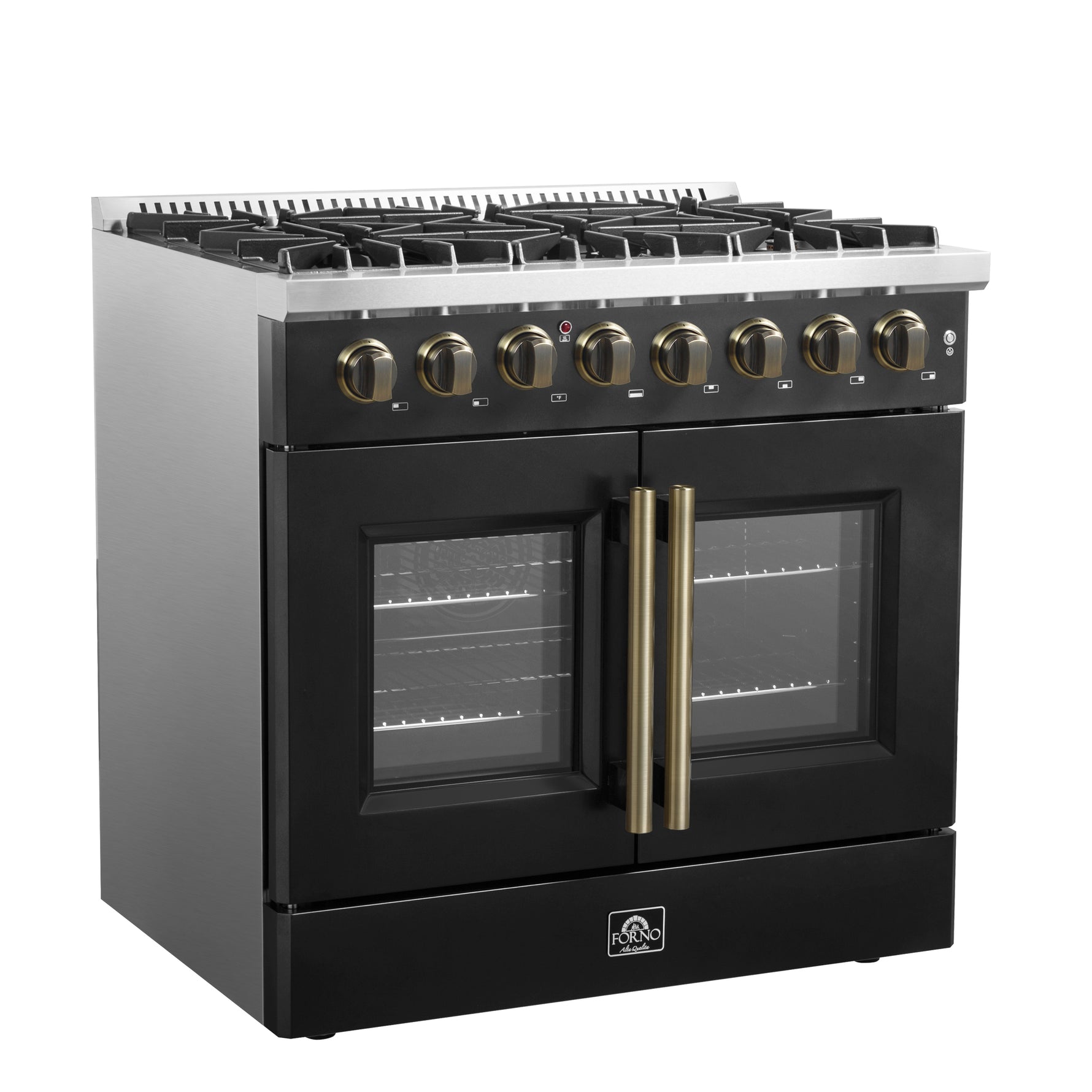 Forno Galiano 36-inch Freestanding French Door Dual Fuel Range Black - BonPrix Électroménagers