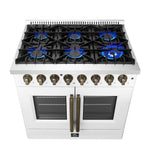 Forno Galiano 36-inch Freestanding French Door Dual Fuel Range White - BonPrix Électroménagers